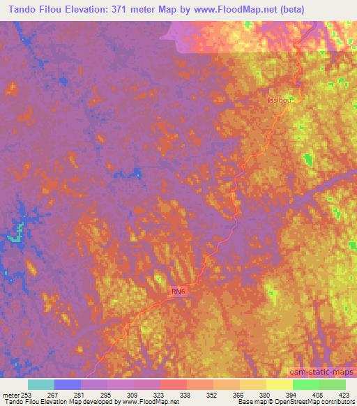 Tando Filou,Gabon Elevation Map