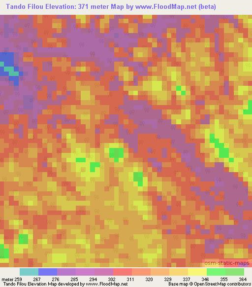 Tando Filou,Gabon Elevation Map
