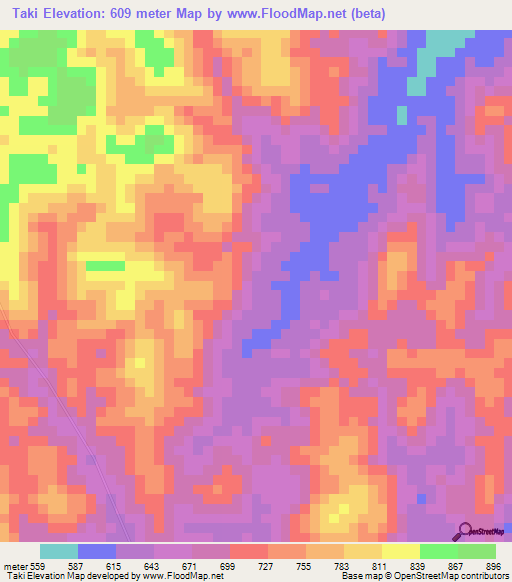 Taki,Gabon Elevation Map