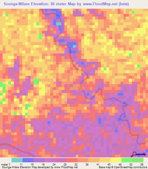 Sounga-Milare,Gabon Elevation Map