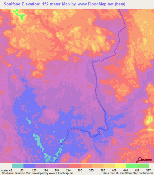 Soulfane,Gabon Elevation Map