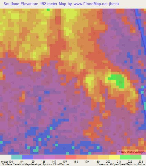 Soulfane,Gabon Elevation Map