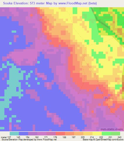 Souka,Gabon Elevation Map