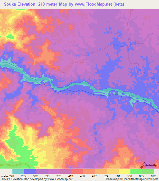 Souka,Gabon Elevation Map
