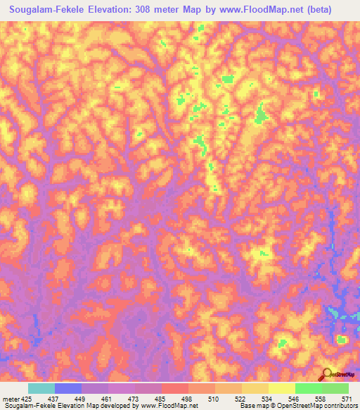Sougalam-Fekele,Gabon Elevation Map