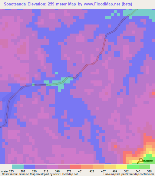 Sosotsanda,Gabon Elevation Map