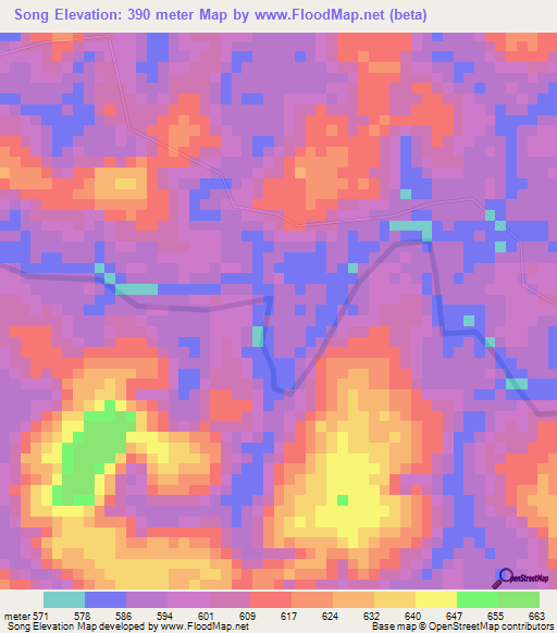 Song,Gabon Elevation Map