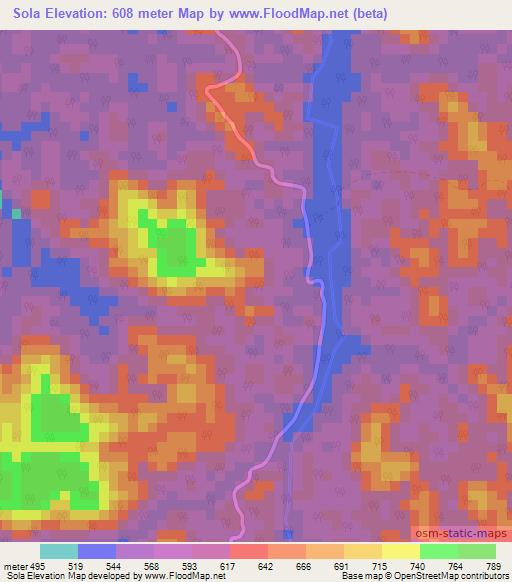 Sola,Gabon Elevation Map