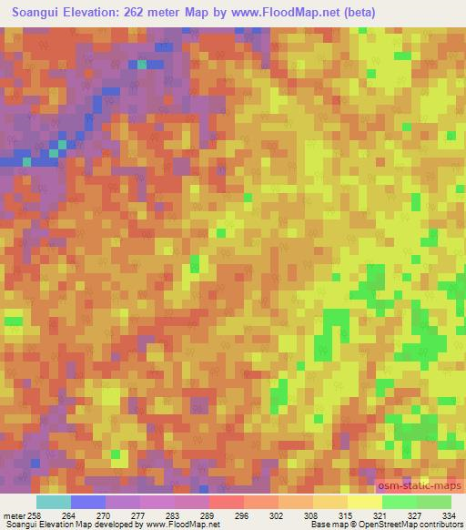 Soangui,Gabon Elevation Map
