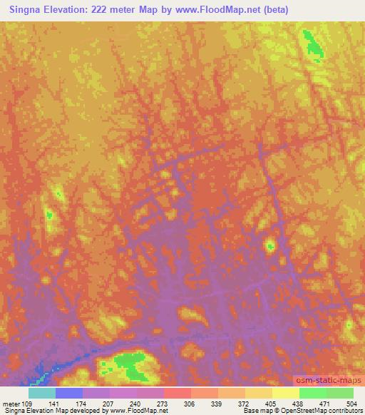 Singna,Gabon Elevation Map