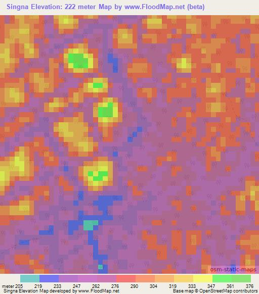 Singna,Gabon Elevation Map