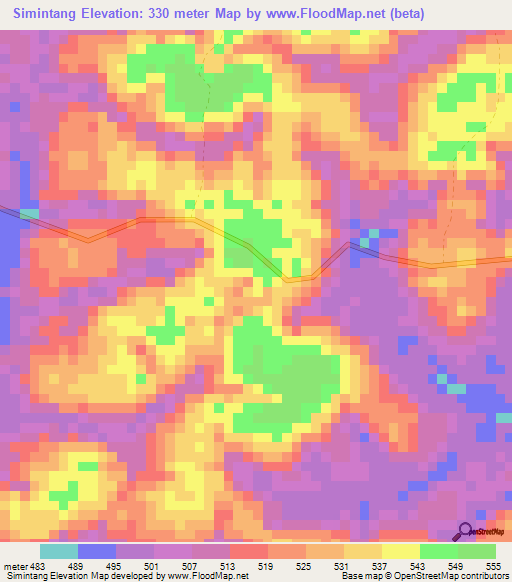 Simintang,Gabon Elevation Map