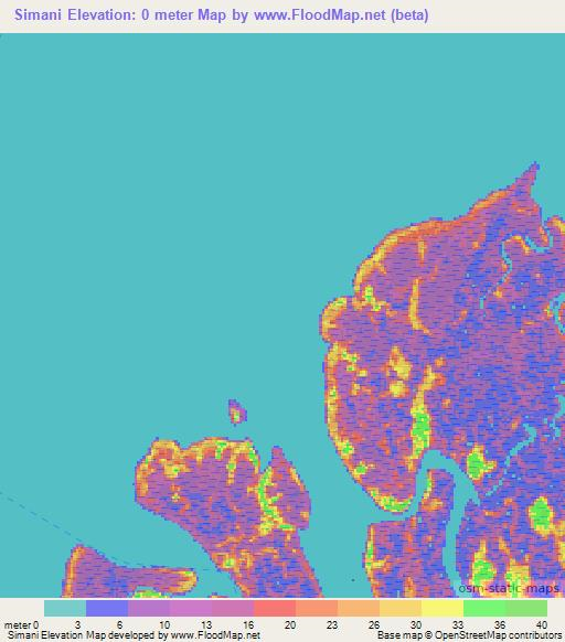 Simani,Gabon Elevation Map