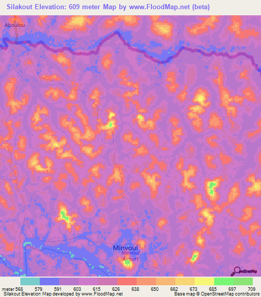 Silakout,Gabon Elevation Map