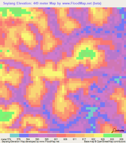 Seyiang,Gabon Elevation Map