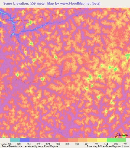 Seme,Gabon Elevation Map