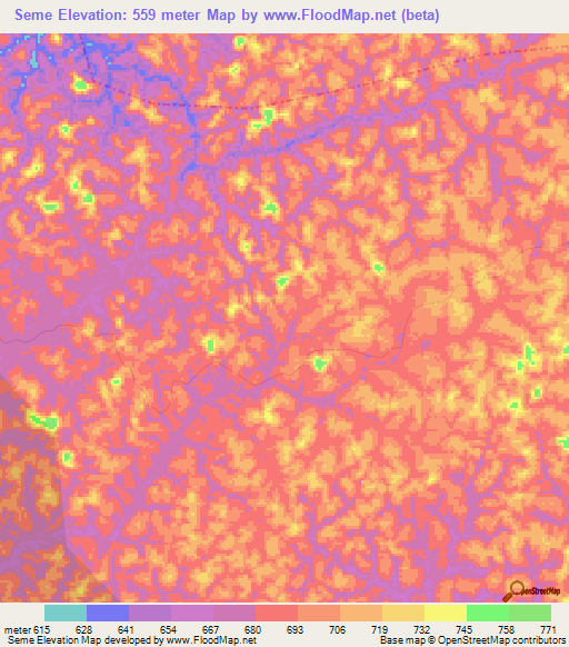 Seme,Gabon Elevation Map