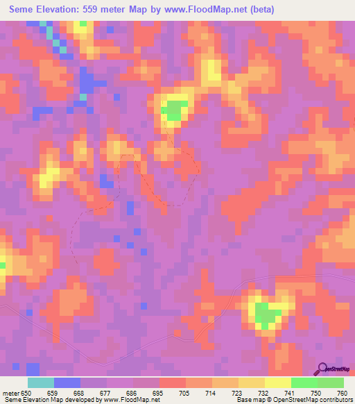 Seme,Gabon Elevation Map