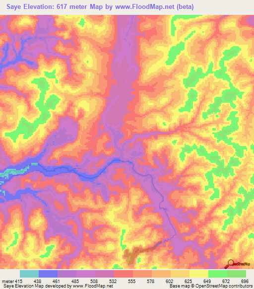 Saye,Gabon Elevation Map