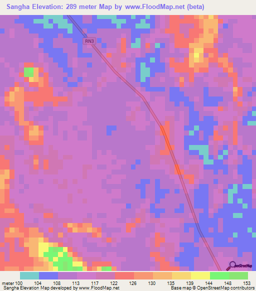 Sangha,Gabon Elevation Map