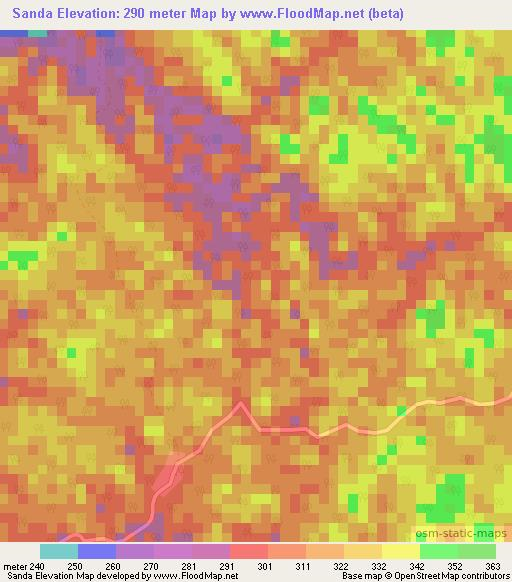 Sanda,Gabon Elevation Map