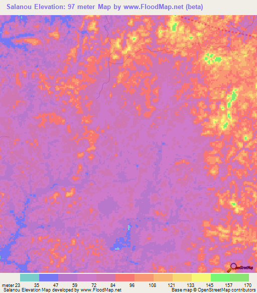 Salanou,Gabon Elevation Map