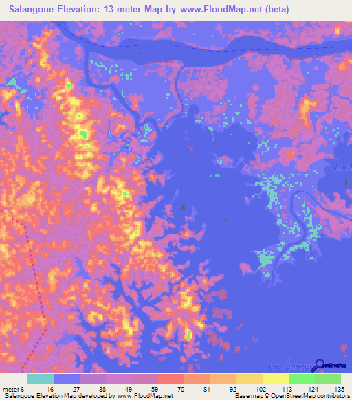 Salangoue,Gabon Elevation Map