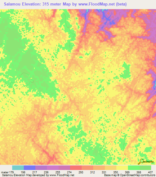 Salamou,Gabon Elevation Map