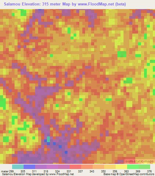 Salamou,Gabon Elevation Map
