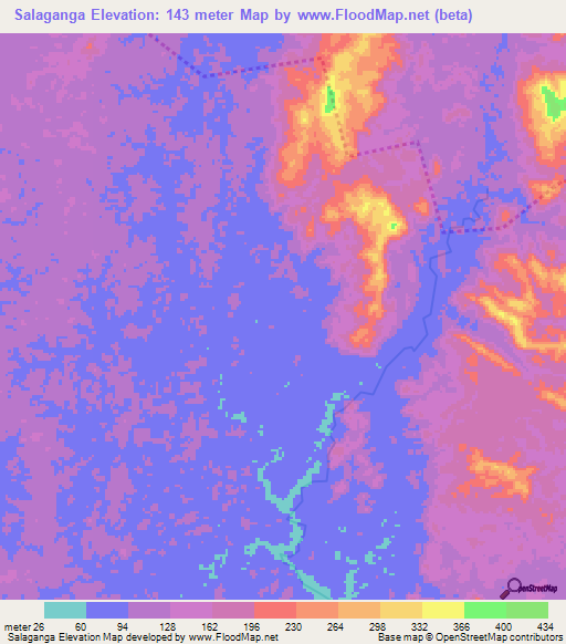 Salaganga,Gabon Elevation Map