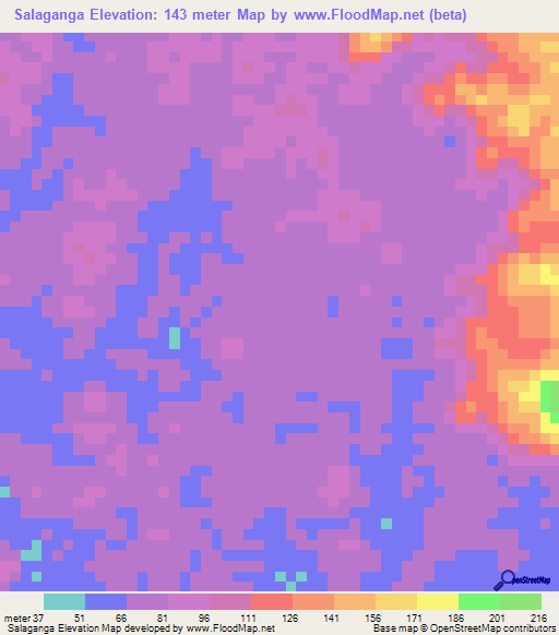 Salaganga,Gabon Elevation Map