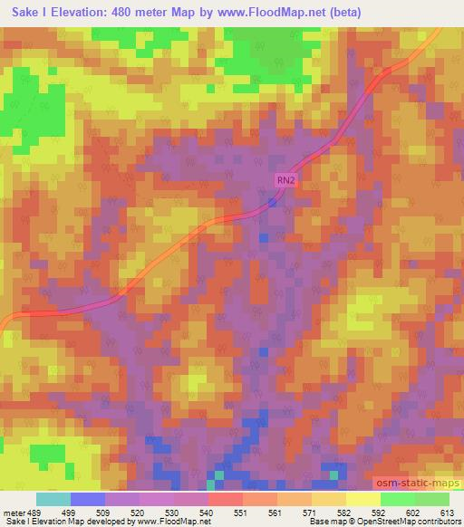 Sake I,Gabon Elevation Map