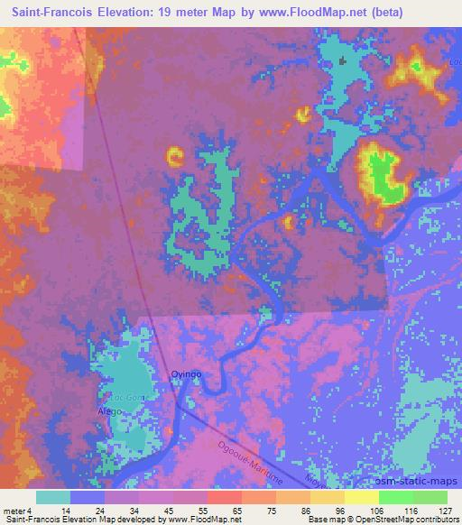 Saint-Francois,Gabon Elevation Map
