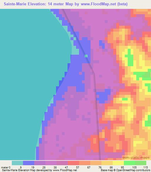 Sainte-Marie,Gabon Elevation Map