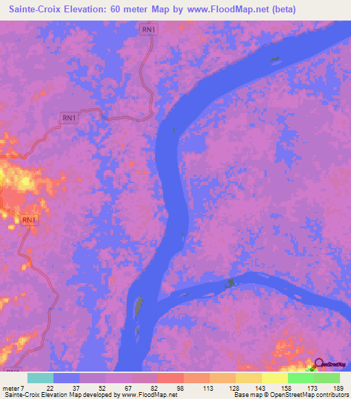 Sainte-Croix,Gabon Elevation Map