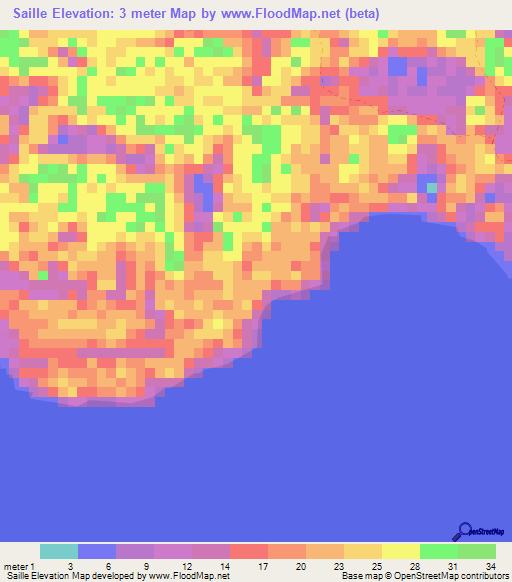 Saille,Gabon Elevation Map