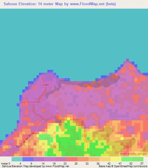 Sahoue,Gabon Elevation Map