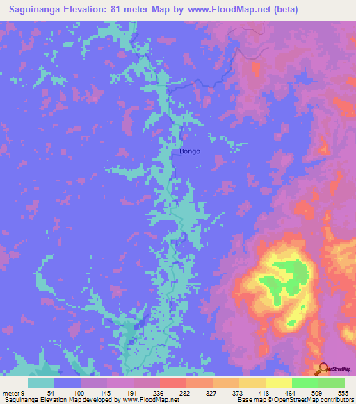 Saguinanga,Gabon Elevation Map