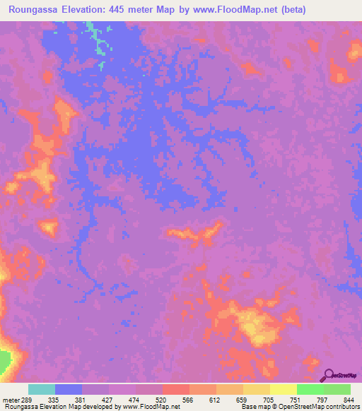 Roungassa,Gabon Elevation Map
