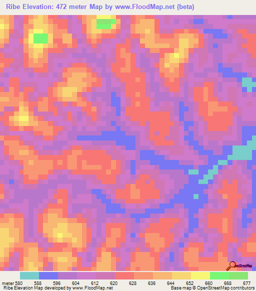 Ribe,Gabon Elevation Map