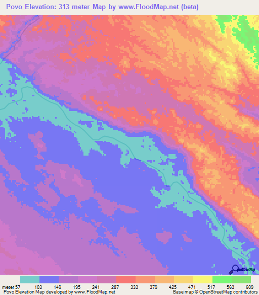 Povo,Gabon Elevation Map