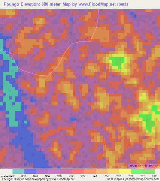 Poungo,Gabon Elevation Map
