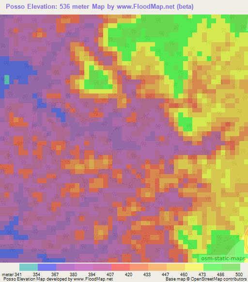 Posso,Gabon Elevation Map