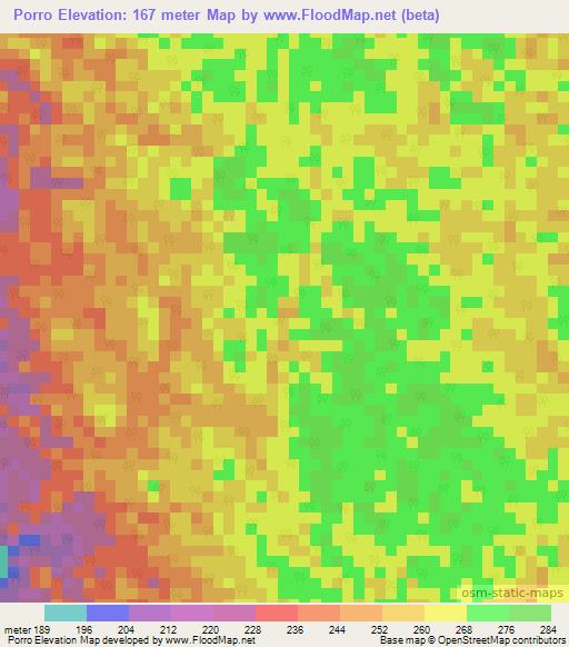 Porro,Gabon Elevation Map