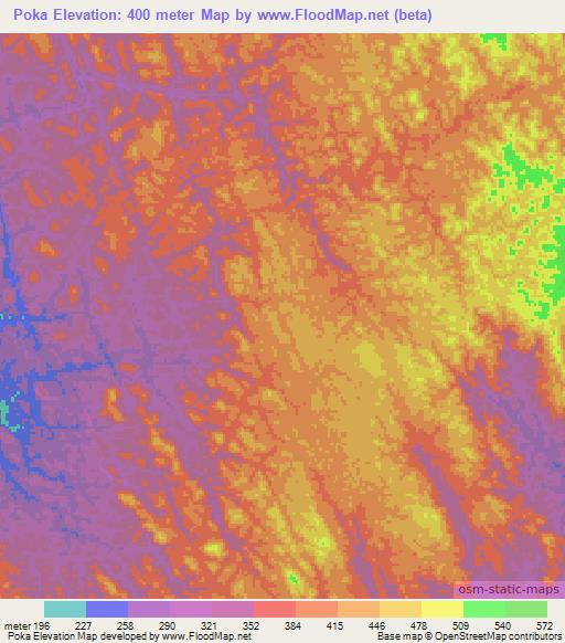 Poka,Gabon Elevation Map