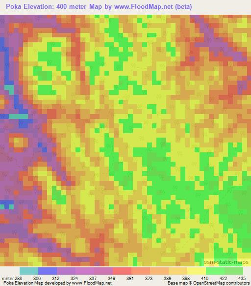 Poka,Gabon Elevation Map
