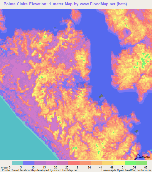 Pointe Claire,Gabon Elevation Map