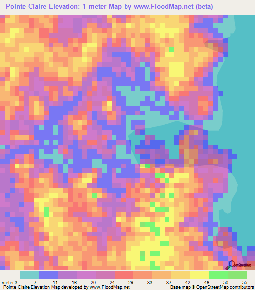 Pointe Claire,Gabon Elevation Map