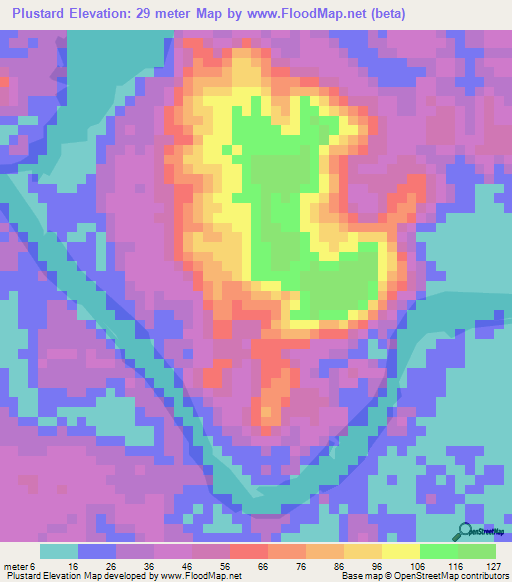 Plustard,Gabon Elevation Map