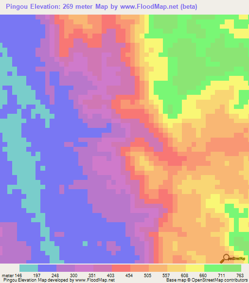 Pingou,Gabon Elevation Map